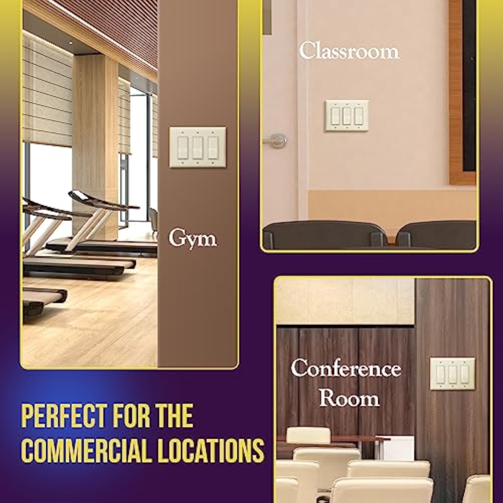 Triple Decorator Switch Cover, Mid-Size 3-Gang Wall Plate